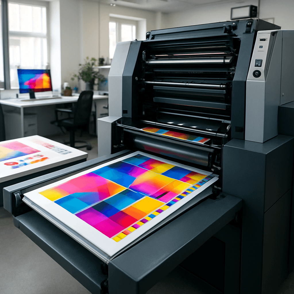 Professional printing equipment in action